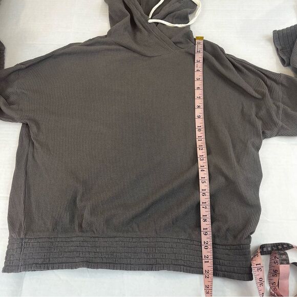 Pact Waffle Thermal Pullover Hoodie Grey/Purple Organic Cotton Size Large - Picture 15 of 15